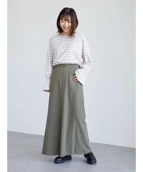 Green　Parks（グリーンパークス）の「バックスリットロングスカート＊（スカート・レディース・ベージュ/カーキ・M/L）」の16枚目の写真