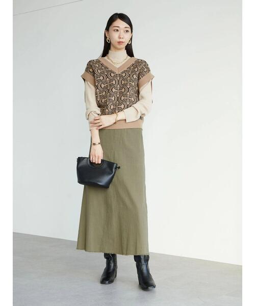 Green　Parks（グリーンパークス）の「バックスリットロングスカート＊（スカート・レディース・ベージュ/カーキ・M/L）」の17枚目の写真