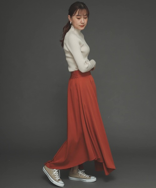 SENSE OF PLACE by URBAN RESEARCH（センスオブプレイスバイアーバンリサーチ）の「ストレッチリブハイネックセーター（ニット/セーター・レディース・オレンジ/アイボリー/ブラック・ONE）」の4枚目の写真