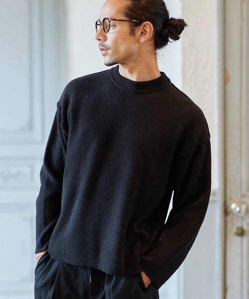 CAMBIO（カンビオ）の「mn2483-7GGニットモックネックセーター（ニット/セーター・メンズ・ブラック/アイボリー/グリーン・L/XL/M）」の3枚目の写真