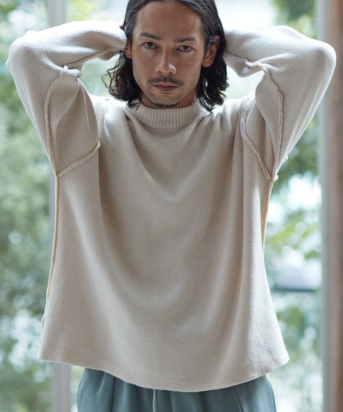 CAMBIO（カンビオ）の「mn2483-7GGニットモックネックセーター（ニット/セーター・メンズ・ブラック/アイボリー/グリーン・L/XL/M）」の11枚目の写真