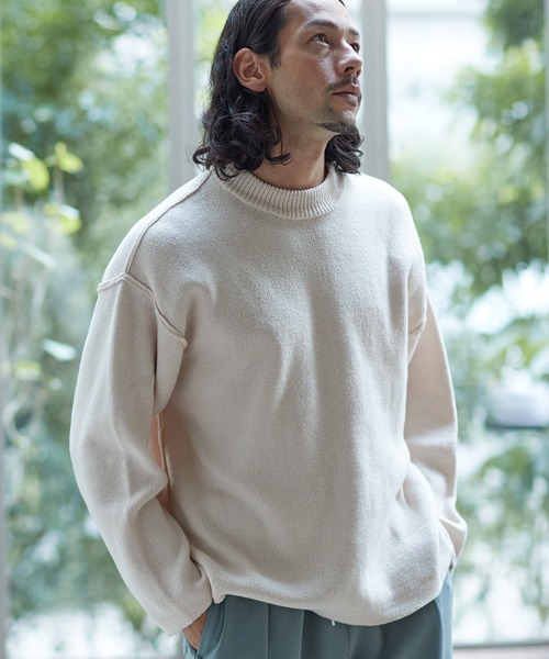 CAMBIO（カンビオ）の「mn2483-7GGニットモックネックセーター（ニット/セーター・メンズ・ブラック/アイボリー/グリーン・L/XL/M）」の12枚目の写真