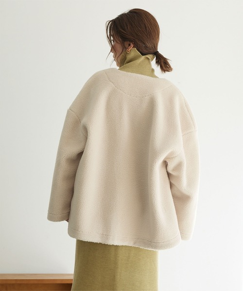 titivate（ティティベイト）の「ﾉｰｶﾗｰﾎﾞｱｺｰﾄ（ノーカラーコート・レディース・アイボリー/パープル/ブルーグレー/チャコール・S/M）」の16枚目の写真