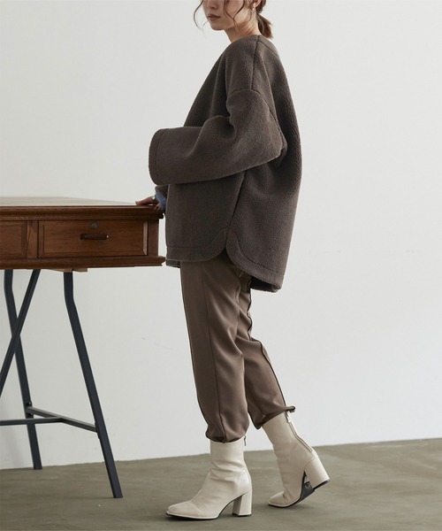 titivate（ティティベイト）の「ﾉｰｶﾗｰﾎﾞｱｺｰﾄ（ノーカラーコート・レディース・アイボリー/パープル/ブルーグレー/チャコール・S/M）」の8枚目の写真