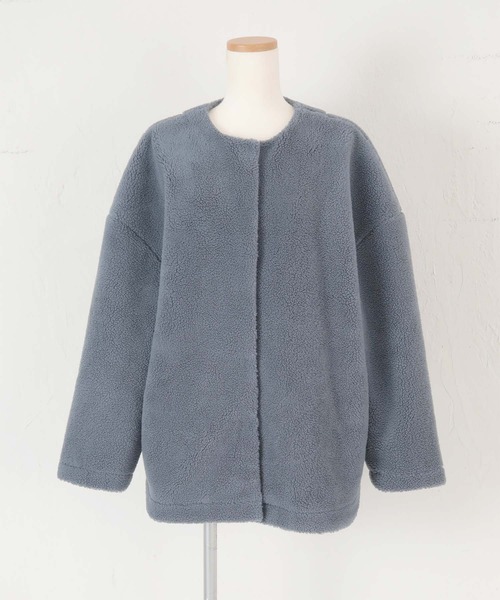 titivate（ティティベイト）の「ﾉｰｶﾗｰﾎﾞｱｺｰﾄ（ノーカラーコート・レディース・アイボリー/パープル/ブルーグレー/チャコール・S/M）」の21枚目の写真