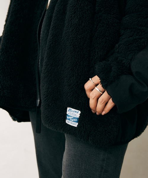ARMY TWILL(アーミーツイル)の「【ARMY TWILL/アーミーツイル】別注 ボアフリースジャケット(ブルゾン・メンズ・ブラック/カーキ/ナチュラル・M/L)」の10枚目の写真