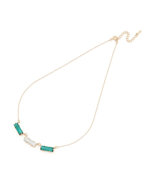 MADEMOISELLE ROPE'(マドモアゼル ロペ)の「バゲットカットビジューネックレス(ネックレス・レディース・グリーン・FREE)」の4枚目の写真