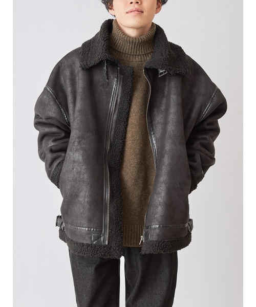 COLONY 2139（コロニートゥーワンスリーナイン）の「フェイクムートンB-3ブルゾン（ムートンコート・メンズ・ブラック×ブラック/ブラック×ベージュ/ブラウン・SMALL/MEDIUM/LARGE/X-LARGE）」の10枚目の写真