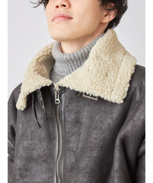 COLONY 2139（コロニートゥーワンスリーナイン）の「フェイクムートンB-3ブルゾン（ムートンコート・メンズ・ブラック×ブラック/ブラック×ベージュ/ブラウン・SMALL/MEDIUM/LARGE/X-LARGE）」の19枚目の写真