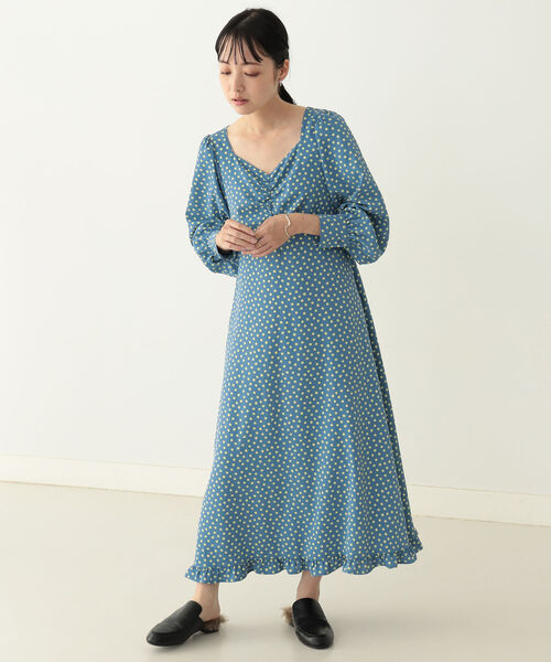 BeAMS DOT（ビームスドット）の「【WEB限定】BeAMS DOT / ペンタゴンネック フラワーワンピース（ワンピース・レディース・ホワイト系その他5/ブルー系その他3・FREE）」の6枚目の写真