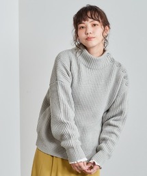 モックネック カタボタンニット 柄アソート