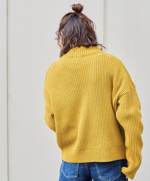 cepo（セポ）の「モックネック カタボタンニット　柄アソート（ニット/セーター・レディース・ブラック/グレー/オフホワイト/イエロー・M）」の14枚目の写真