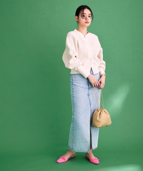 ADAM ET ROPE'（アダムエロペ）の「サーマルカーディガン（カーディガン/ボレロ・レディース・ブラック/サックスブルー/キナリ・FREE）」の4枚目の写真