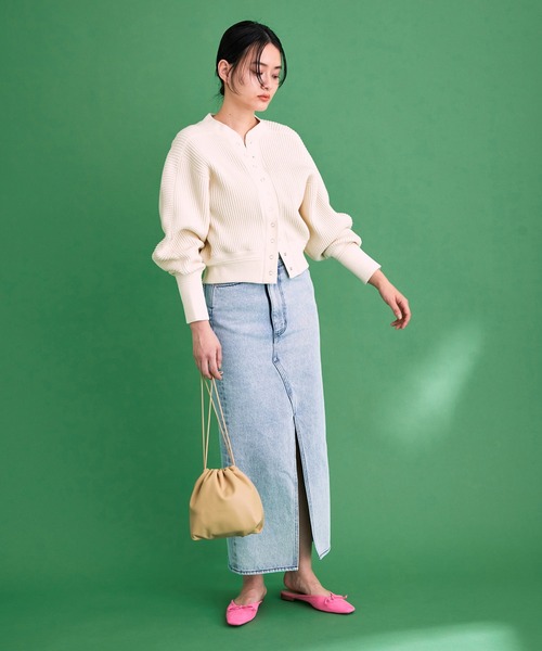 ADAM ET ROPE'（アダムエロペ）の「サーマルカーディガン（カーディガン/ボレロ・レディース・ブラック/サックスブルー/キナリ・FREE）」の18枚目の写真