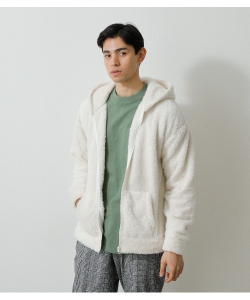 AZUL by moussy(アズールバイマウジー)の「BOA ZIP HOODIE/ボアジップフーディ(パーカー・メンズ・オフホワイト/ブラック/グレー・MEDIUM/LARGE)」の21枚目の写真