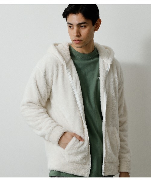 AZUL by moussy(アズールバイマウジー)の「BOA ZIP HOODIE/ボアジップフーディ(パーカー・メンズ・オフホワイト/ブラック/グレー・MEDIUM/LARGE)」の22枚目の写真