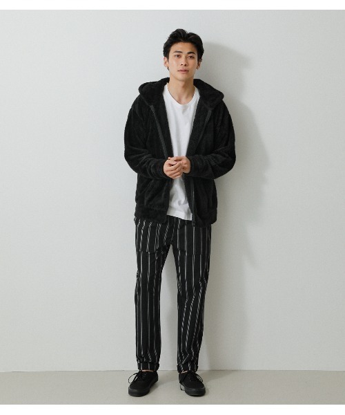 AZUL by moussy(アズールバイマウジー)の「BOA ZIP HOODIE/ボアジップフーディ(パーカー・メンズ・オフホワイト/ブラック/グレー・MEDIUM/LARGE)」の7枚目の写真