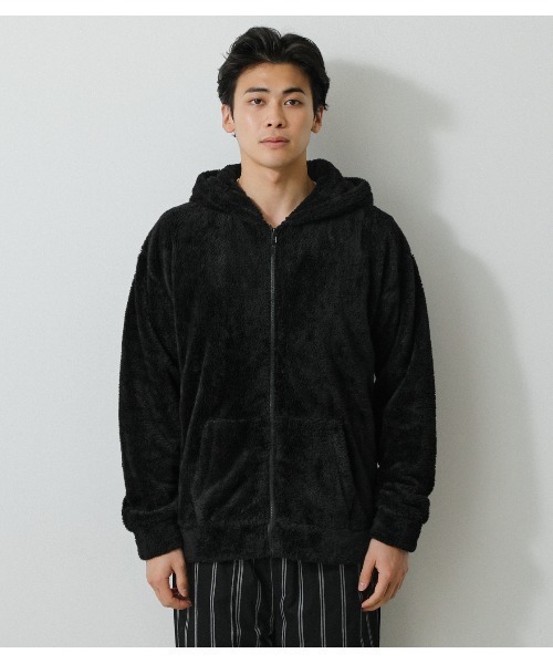 AZUL by moussy(アズールバイマウジー)の「BOA ZIP HOODIE/ボアジップフーディ(パーカー・メンズ・オフホワイト/ブラック/グレー・MEDIUM/LARGE)」の8枚目の写真