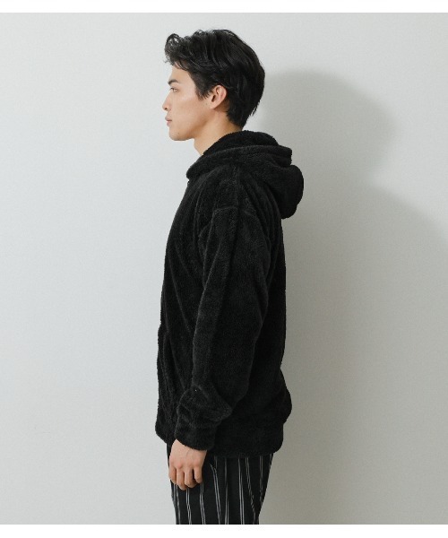 AZUL by moussy(アズールバイマウジー)の「BOA ZIP HOODIE/ボアジップフーディ(パーカー・メンズ・オフホワイト/ブラック/グレー・MEDIUM/LARGE)」の9枚目の写真