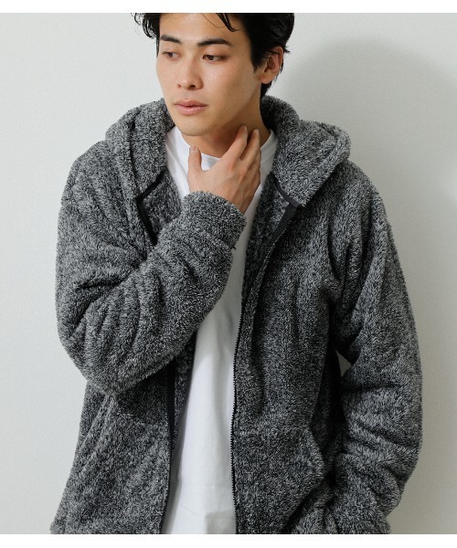 AZUL by moussy(アズールバイマウジー)の「BOA ZIP HOODIE/ボアジップフーディ(パーカー・メンズ・オフホワイト/ブラック/グレー・MEDIUM/LARGE)」の14枚目の写真