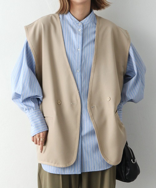 Chillfar（チルファー）の「セミストレッチツイルベスト（ベスト・レディース・ブラック/ベージュ/ブラウン/アイボリー・FREE）」の4枚目の写真