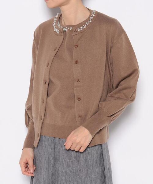 en recre（アンレクレ）の「ニットアンサンブル（カーディガン/ボレロ・レディース・ダークネイビー/チョコ・2）」の3枚目の写真