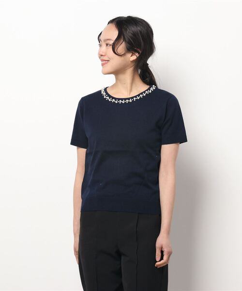 en recre（アンレクレ）の「ニットアンサンブル（カーディガン/ボレロ・レディース・ダークネイビー/チョコ・2）」の5枚目の写真