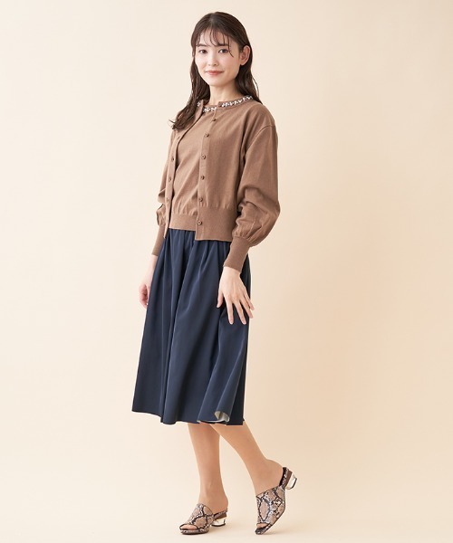 en recre（アンレクレ）の「ニットアンサンブル（カーディガン/ボレロ・レディース・ダークネイビー/チョコ・2）」の16枚目の写真