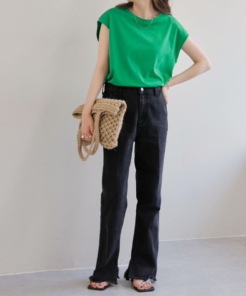 DISCOAT（ディスコート）の「USコットンデニムフレアパンツ（デニムパンツ・レディース・アイボリー/ブラック/サックスブルー/ネイビー・SMALL/MEDIUM/LARGE）」の8枚目の写真