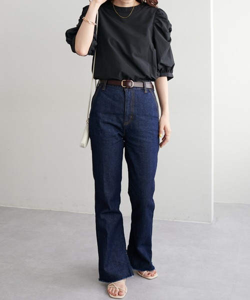 DISCOAT（ディスコート）の「USコットンデニムフレアパンツ（デニムパンツ・レディース・アイボリー/ブラック/サックスブルー/ネイビー・SMALL/MEDIUM/LARGE）」の12枚目の写真