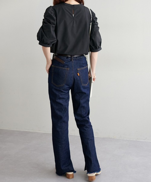 DISCOAT（ディスコート）の「USコットンデニムフレアパンツ（デニムパンツ・レディース・アイボリー/ブラック/サックスブルー/ネイビー・SMALL/MEDIUM/LARGE）」の13枚目の写真