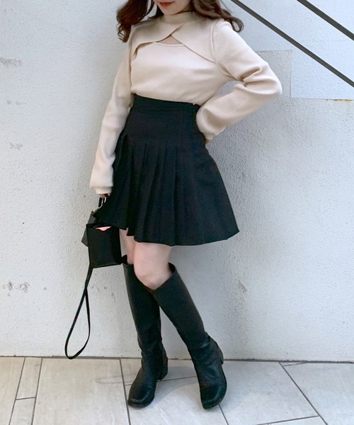 OLIVE des OLIVE（オリーブデオリーブ）の「ミニプリーツスカート（スカート・レディース・ブラック/オフホワイト/ミント/グレイッシュベージュ/スミクロ/オリーブ/ベージュ・FREE）」の13枚目の写真