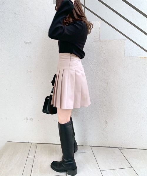 OLIVE des OLIVE（オリーブデオリーブ）の「ミニプリーツスカート（スカート・レディース・ブラック/オフホワイト/ミント/グレイッシュベージュ/スミクロ/オリーブ/ベージュ・FREE）」の19枚目の写真