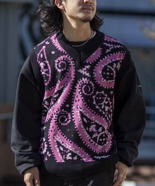 JOINT WORKS(ジョイントワークス)の「JW-KNIT PAISLEY ジャガードベスト(ベスト・メンズ・ブラック/ブルー系その他・MEDIUM/LARGE)」の1枚目の写真