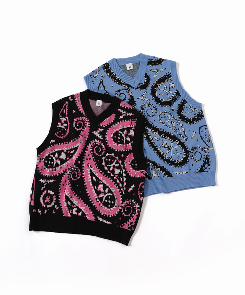 JOINT WORKS(ジョイントワークス)の「JW-KNIT PAISLEY ジャガードベスト(ベスト・メンズ・ブラック/ブルー系その他・MEDIUM/LARGE)」の3枚目の写真
