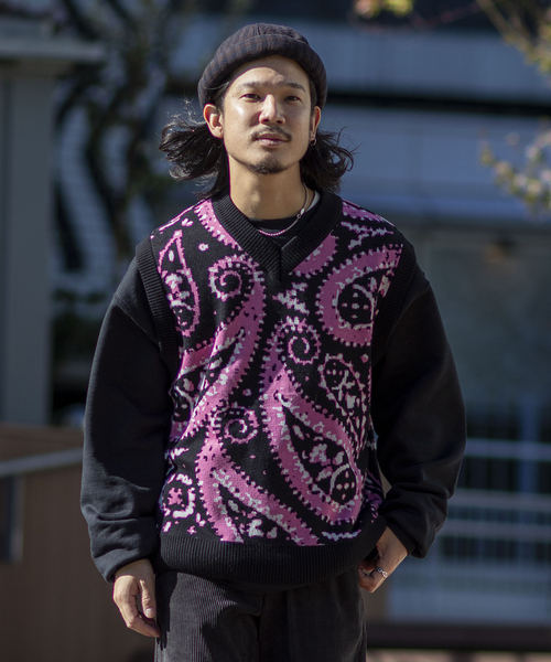 JOINT WORKS(ジョイントワークス)の「JW-KNIT PAISLEY ジャガードベスト(ベスト・メンズ・ブラック/ブルー系その他・MEDIUM/LARGE)」の8枚目の写真