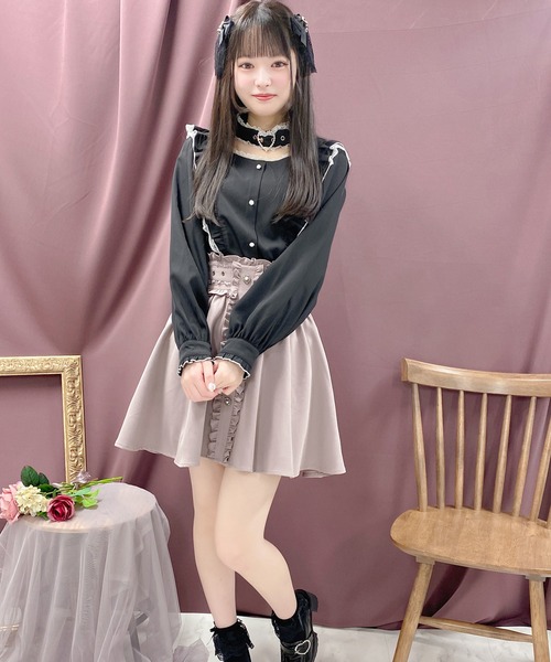 ROJITA(ロジータ)の「ハートバックルラッフルフリルブラウス(シャツ/ブラウス・レディース・ホワイト/ブラック/ピンク・FREE)」の9枚目の写真