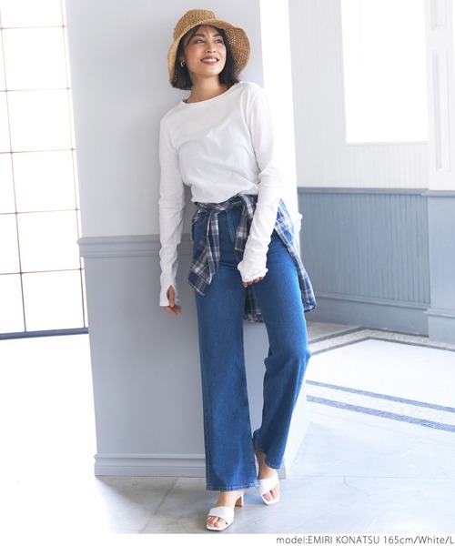 coca(coca)(コカ)の「やわらか指穴カットソー(Tシャツ/カットソー・レディース・ホワイト/ブラック/グレー・M/L)」の7枚目の写真