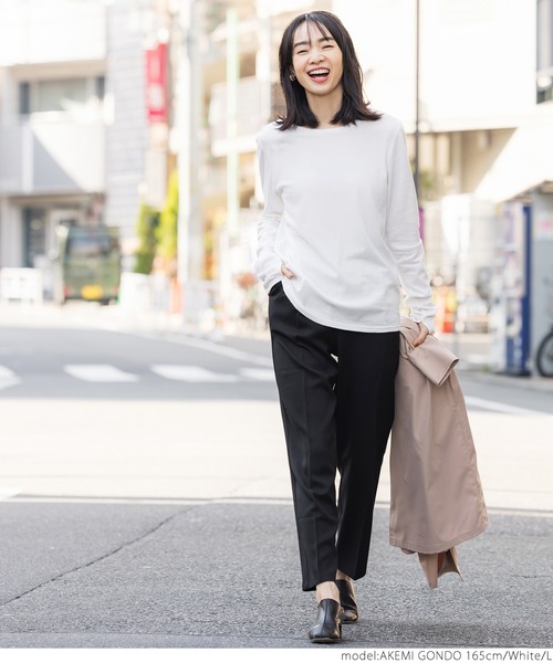 coca(coca)(コカ)の「やわらか指穴カットソー(Tシャツ/カットソー・レディース・ホワイト/ブラック/グレー・M/L)」の8枚目の写真