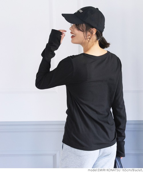 coca(coca)(コカ)の「やわらか指穴カットソー(Tシャツ/カットソー・レディース・ホワイト/ブラック/グレー・M/L)」の13枚目の写真