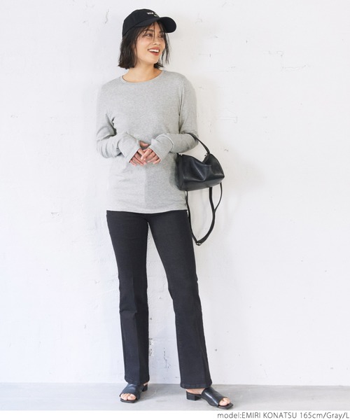 coca(coca)(コカ)の「やわらか指穴カットソー(Tシャツ/カットソー・レディース・ホワイト/ブラック/グレー・M/L)」の15枚目の写真