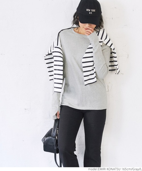 coca(coca)(コカ)の「やわらか指穴カットソー(Tシャツ/カットソー・レディース・ホワイト/ブラック/グレー・M/L)」の16枚目の写真