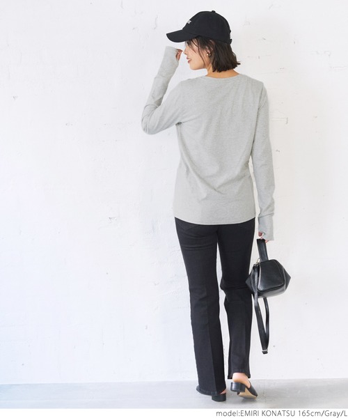 coca(coca)(コカ)の「やわらか指穴カットソー(Tシャツ/カットソー・レディース・ホワイト/ブラック/グレー・M/L)」の17枚目の写真