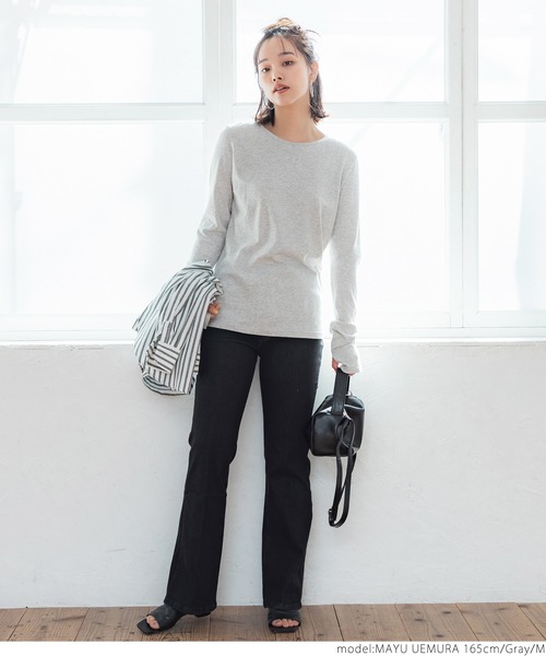 coca(coca)(コカ)の「やわらか指穴カットソー(Tシャツ/カットソー・レディース・ホワイト/ブラック/グレー・M/L)」の18枚目の写真