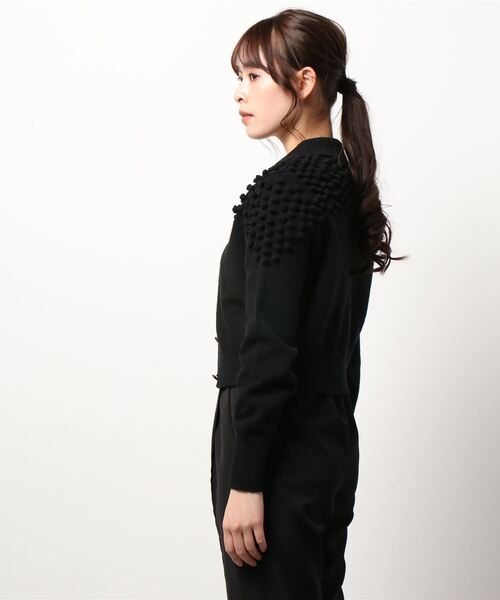 MADEMOISELLE ROPE'（マドモアゼル ロペ）の「【BELPER】ポップコーンニットカーディガン（カーディガン/ボレロ・レディース・ブラック/キナリ・FREE）」の3枚目の写真