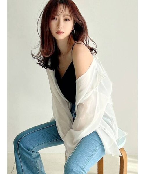 RESEXXY（リゼクシー）の「バックシャンシアーシャツ（シャツ/ブラウス・レディース・ホワイト/ベージュ/イエロー・FREE）」の2枚目の写真