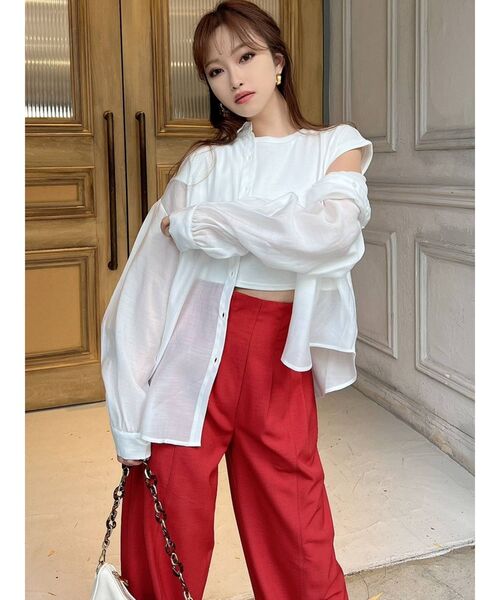 RESEXXY（リゼクシー）の「バックシャンシアーシャツ（シャツ/ブラウス・レディース・ホワイト/ベージュ/イエロー・FREE）」の10枚目の写真