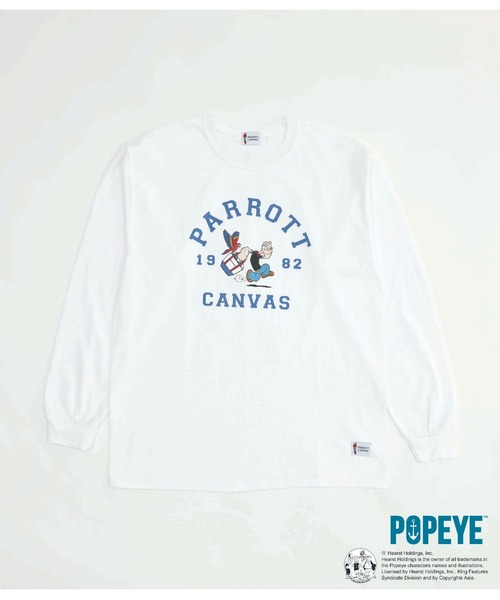 PARROTT CANVAS(パロットキャンバス)の「PARROTT CANVAS/パロットキャンバス POPEYE×PARROTT CANVAS #1ロンTEE(Tシャツ/カットソー・レディース・ホワイト/ネイビー/グレー・M/L)」の6枚目の写真