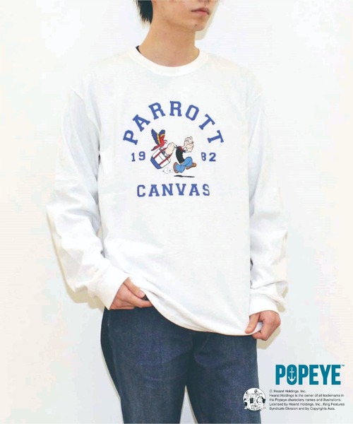 PARROTT CANVAS(パロットキャンバス)の「PARROTT CANVAS/パロットキャンバス POPEYE×PARROTT CANVAS #1ロンTEE(Tシャツ/カットソー・レディース・ホワイト/ネイビー/グレー・M/L)」の7枚目の写真