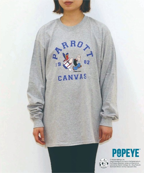 PARROTT CANVAS(パロットキャンバス)の「PARROTT CANVAS/パロットキャンバス POPEYE×PARROTT CANVAS #1ロンTEE(Tシャツ/カットソー・レディース・ホワイト/ネイビー/グレー・M/L)」の8枚目の写真